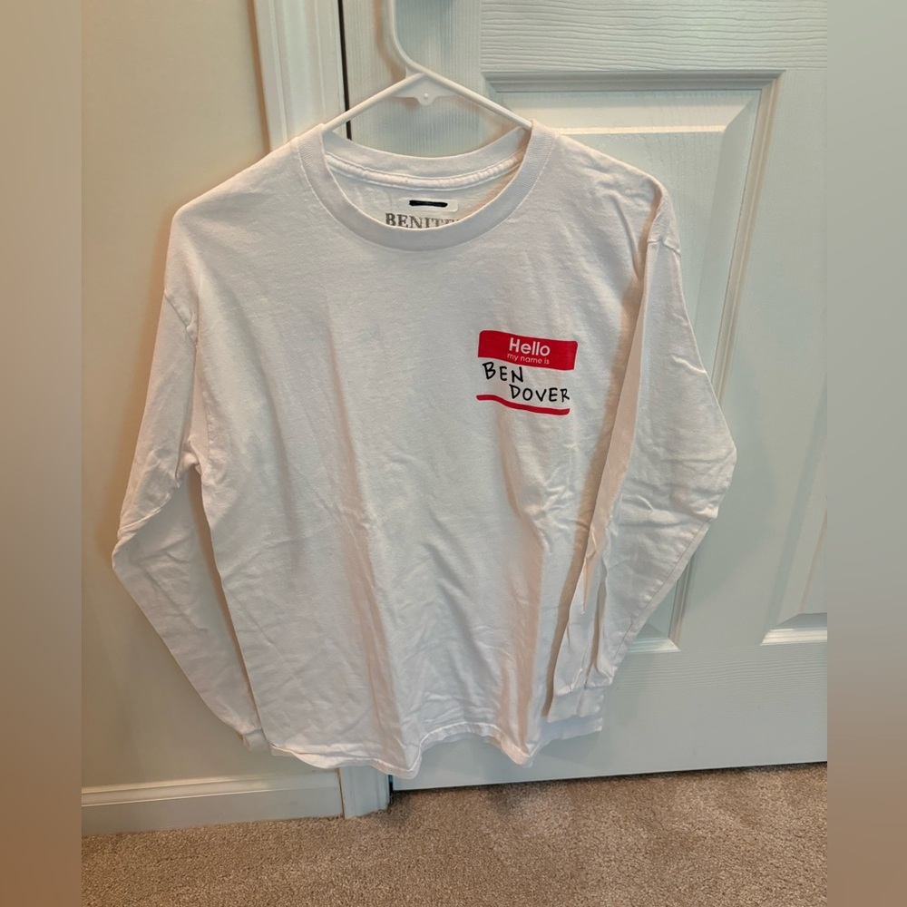 Ben Dover White Long-Sleeve Graphic T-Shirt